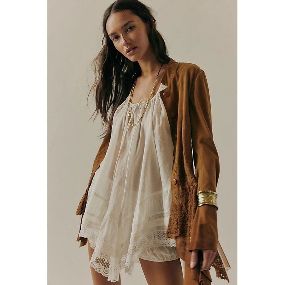 Free People Coretta Cotton Lace Tunic in Clean Ivory Medium NWT